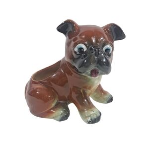 Vintage Brinnco Ceramic Bulldog Planter Figurine Made in Japan 5 1/4"